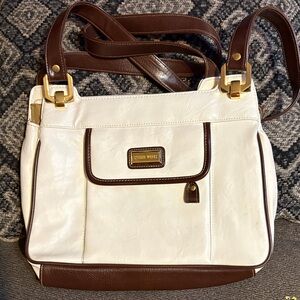 Vintage, Studio Works White and Brown Shoulder Bag
